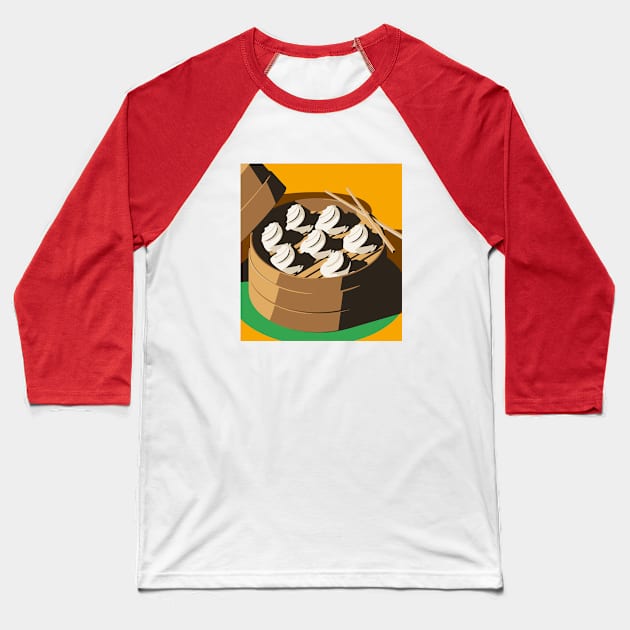 Bamboo basket full of dumplings Baseball T-Shirt by sunsewtuesday